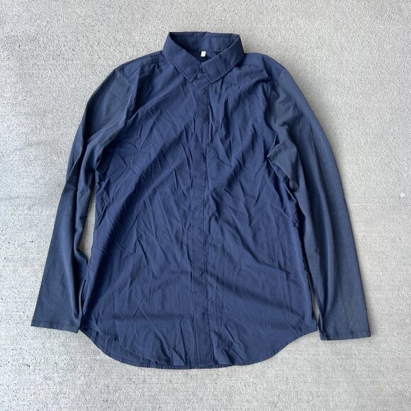Lululemon Other - Lululemon Men’s Long Sleeve Button Down Shirt Navy Size Medium Glyde Stretch